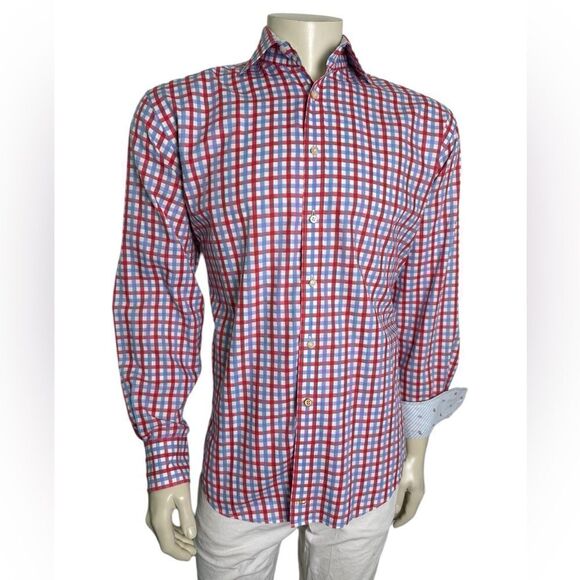 Thomas Dean L/S Casual Button Down Plaid Shirt Size Large NWOT